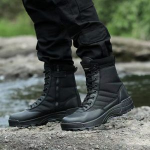 Greatshoes Mens Boots Hunting Boots,Black Leather Boots High Top Boots for Men,Anti-Slip Boots Desert Boots