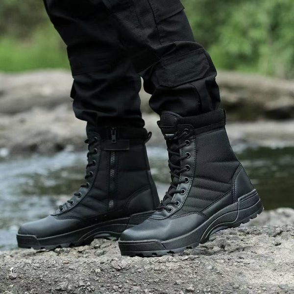 Greatshoes Mens Boots Hunting Boots,Black Leather Boots High Top Boots for Men,Anti-Slip Boots Desert Boots