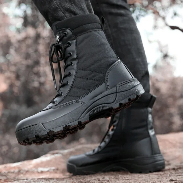 Greatshoes Mens Boots Hunting Boots,Black Leather Boots High Top Boots for Men,Anti-Slip Boots Desert Boots - Image 3
