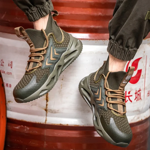 High Cut Breathable and Lightweight Fashion Labor Anti-Smashing Anti-Piercing Safety Work Boots for Men - Image 3