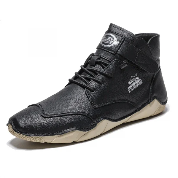 New Mid-top Pu Leather Boots Fashion Handmade Casual Size 39-48 Loafers Boots for Men - Image 3