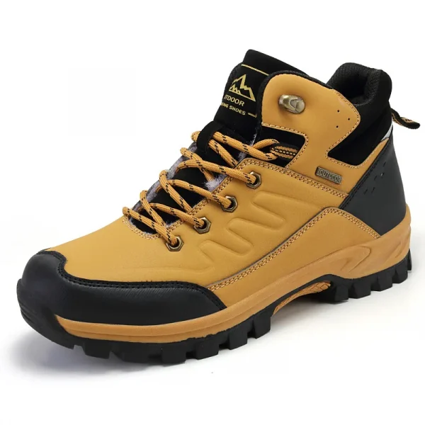 British Style Men Ankle Boot Fashion Footwear PU Leather High Top With Plush Men's Desert Outdoor Training Combat Snow Boots - Image 6