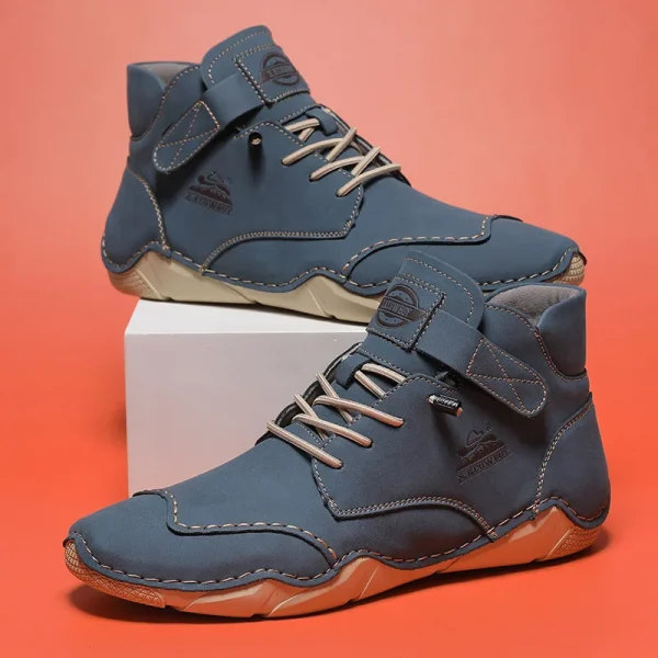 New Mid-top Pu Leather Boots Fashion Handmade Casual Size 39-48 Loafers Boots for Men - Image 4