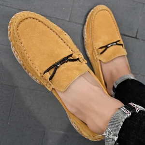 Men's Soft Moccasin Driving Loafers Suede Boat Shoes Fancy Men's Casual Genuine Leather Loafers