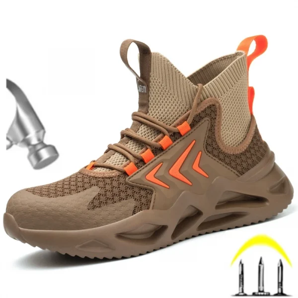High Cut Breathable and Lightweight Fashion Labor Anti-Smashing Anti-Piercing Safety Work Boots for Men - Image 6