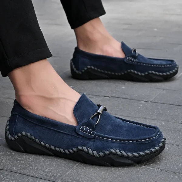 Men's Soft Moccasin Driving Loafers Suede Boat Shoes Fancy Men's Casual Genuine Leather Loafers - Image 4
