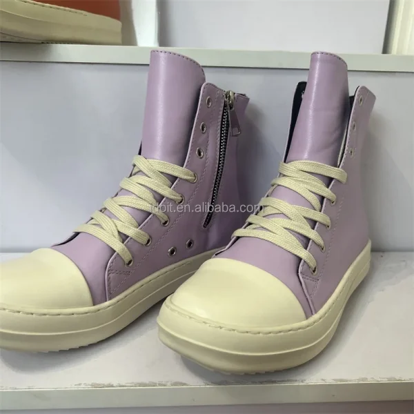 Vintage Design Women  Men Shoes Thick Shoe Lace Fashion High Top Leather Casual Women Flat Boots - Image 3