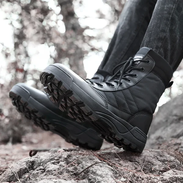 Greatshoes Mens Boots Hunting Boots,Black Leather Boots High Top Boots for Men,Anti-Slip Boots Desert Boots - Image 4