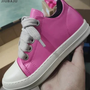 Vintage Design Women Shoes Thick Shoelace Fashion Low Top Platform Leather Casual Women's Chunky Sneaker Boots
