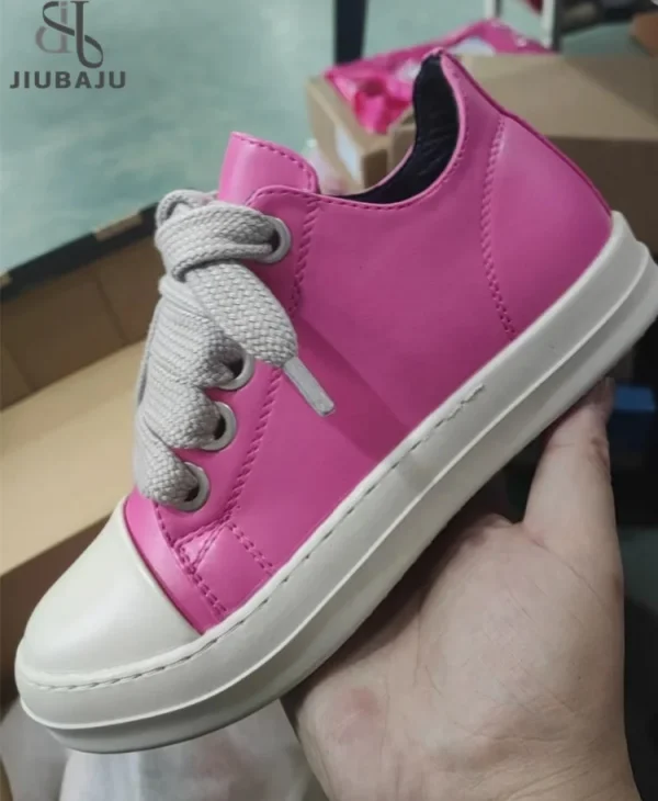 Vintage Design Women Shoes Thick Shoelace Fashion Low Top Platform Leather Casual Women's Chunky Sneaker Boots