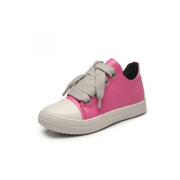 Vintage Design Women Shoes Thick Shoelace Fashion Low Top Platform Leather Casual Women's Chunky Sneaker Boots - Image 4