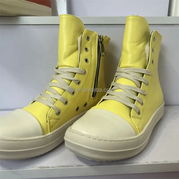 Vintage Design Women  Men Shoes Thick Shoe Lace Fashion High Top Leather Casual Women Flat Boots - Image 2