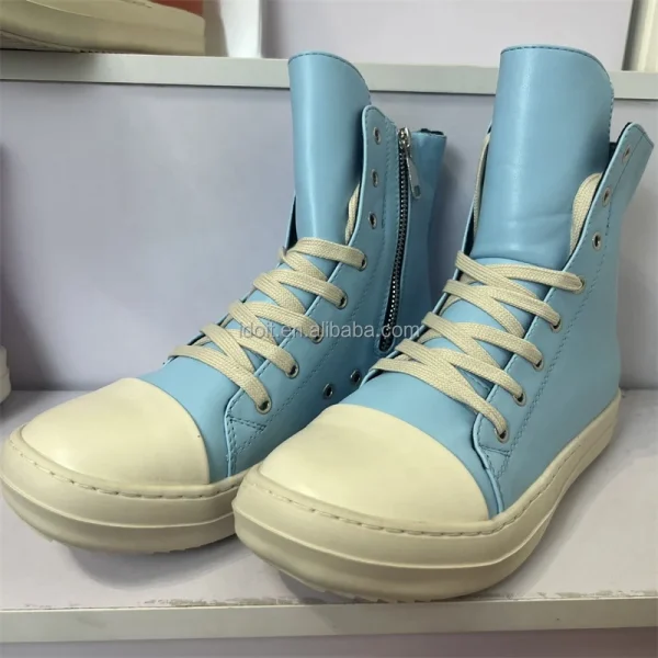 Vintage Design Women  Men Shoes Thick Shoe Lace Fashion High Top Leather Casual Women Flat Boots - Image 4