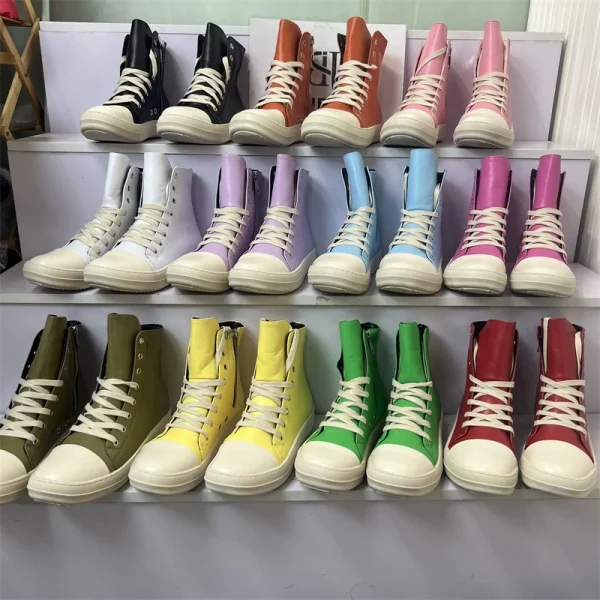 Vintage Design Women  Men Shoes Thick Shoe Lace Fashion High Top Leather Casual Women Flat Boots - Image 6