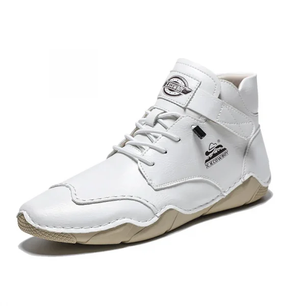 New Mid-top Pu Leather Boots Fashion Handmade Casual Size 39-48 Loafers Boots for Men - Image 6