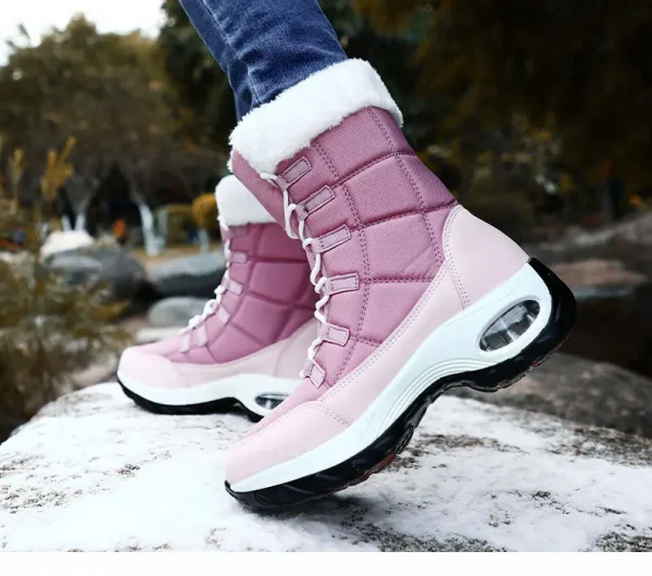 Women Winter Boots Heels Women's Ankle Boots Thick-soled Wool Casual  Snow Boots for Women Shoes - Image 2