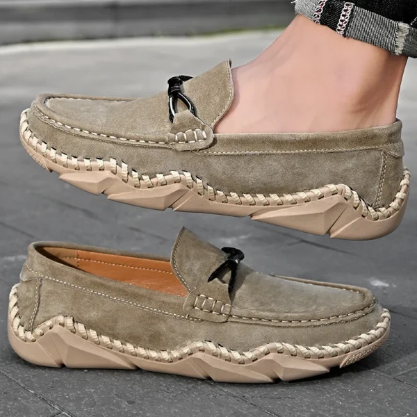 Men's Soft Moccasin Driving Loafers Suede Boat Shoes Fancy Men's Casual Genuine Leather Loafers - Image 2