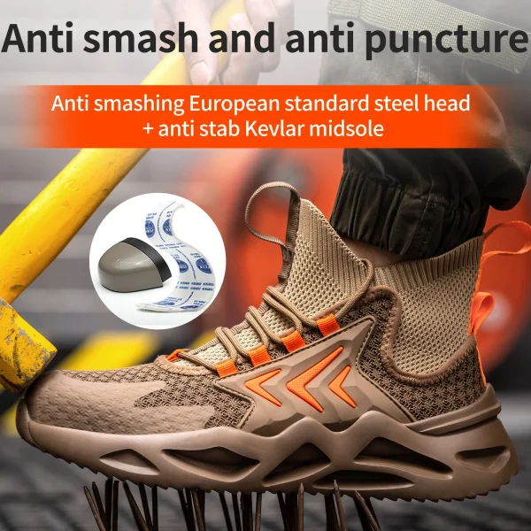 High Cut Breathable and Lightweight Fashion Labor Anti-Smashing Anti-Piercing Safety Work Boots for Men - Image 5